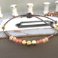 Peach Coral and Brown with Gold Adjustable Stack bracelet