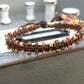 Coral Peach and Brown Side beaded Macrame Woven Leather Stack bracelet