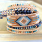 Blue, Tan, and Rose Gold Beaded Macrame Bracelet and Western Diamond Loom Set