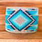 Purple and Gold Bead Loom Woven Wide Beaded Cuff Bracelet