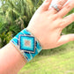 Seafoam Bead Loom Woven Wide Beaded Cuff Bracelet