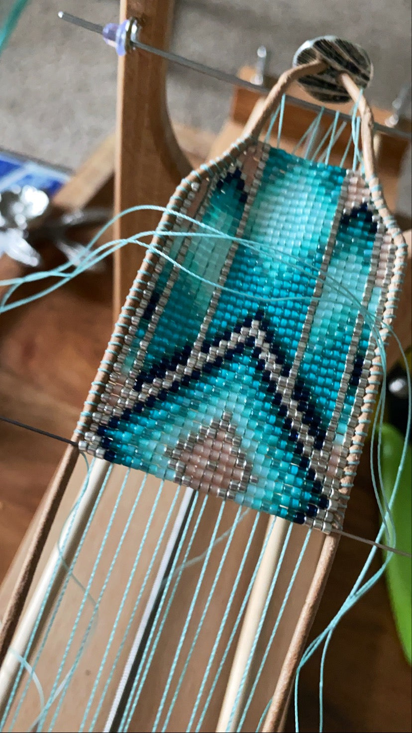 Seafoam Bead Loom Woven Wide Beaded Cuff Bracelet