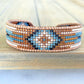 Blue, Tan, and Rose Gold Western Diamond Bead Loom Woven Bracelet