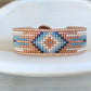 Blue, Tan, and Rose Gold Beaded Macrame Bracelet and Western Diamond Loom Set