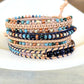 Blue, Tan, and Rose Gold Beaded Macrame Bracelet and Western Diamond Loom Set