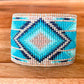 Seafoam Bead Loom Woven Wide Beaded Cuff Bracelet