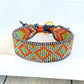 Dark Teal Rainbow Diamond Bead Loom Woven Bracelet
