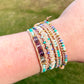 Purple, Green, and Gold Fluorite Leather Beaded Macrame Bracelet