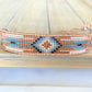 Blue, Tan, and Rose Gold Western Diamond Bead Loom Woven Bracelet