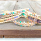 Purple, Green, and Gold Fluorite Leather Beaded Macrame Bracelet