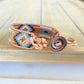 Blue, Tan, and Rose Gold Western Diamond Bead Loom Woven Bracelet