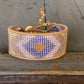 Lilac and Tan Bead Chevron Loom Woven Cuff Bracelet