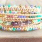 Purple, Green, and Gold Fluorite Leather Beaded Macrame Bracelet