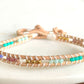 Purple, Green, and Gold Fluorite Leather Beaded Macrame Bracelet
