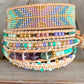 Purple, Green, and Gold Geometric Arrow Bead Loom Woven Bracelet