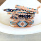 Blue, Tan, and Rose Gold Beaded Macrame Bracelet and Western Diamond Loom Set