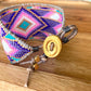 Purple and Gold Bead Loom Woven Wide Beaded Cuff Bracelet
