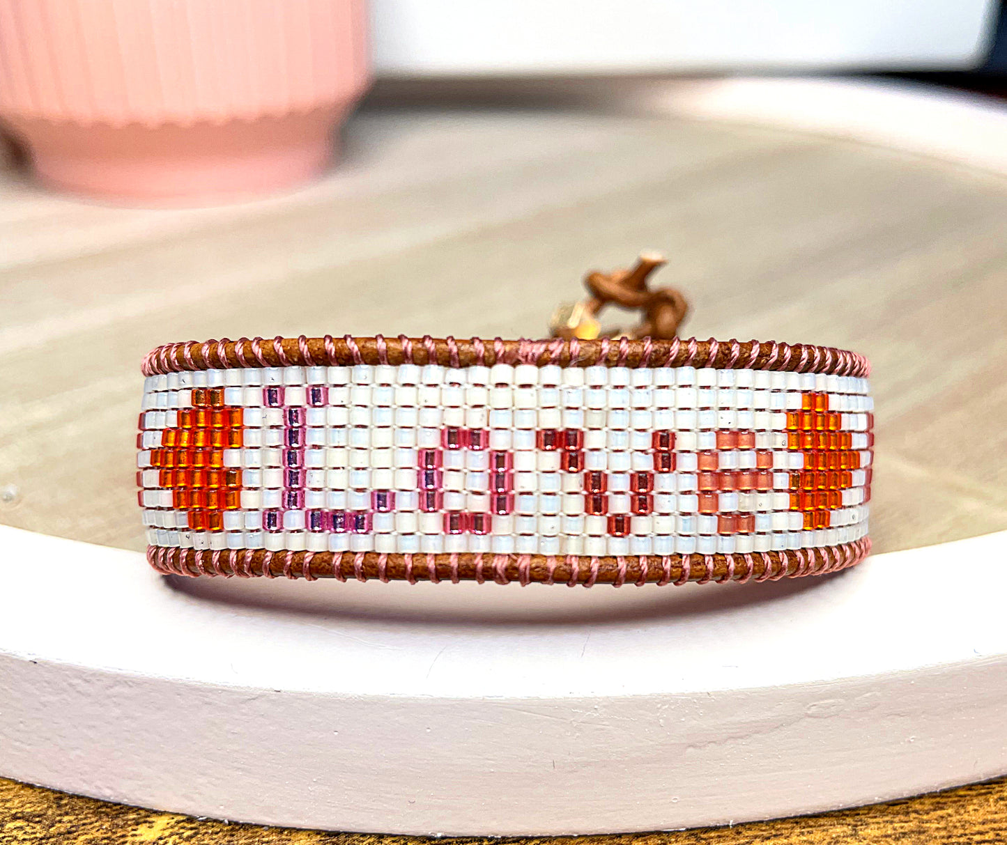 LOVE Hearts Bead Loom Woven Bracelet