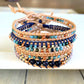 Blue, Tan, and Rose Gold Beaded Macrame Bracelet and Western Diamond Loom Set