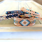 Blue, Tan, and Rose Gold Beaded Macrame Bracelet and Western Diamond Loom Set