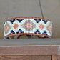 Copper, Navy, Blush, Gray Diamond Bead Loom Woven Leather Bracelet