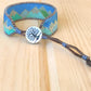 Abstract Mountain Bead Woven Loom Leather Bracelet