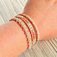 Coral Peach Blush Jade and Beaded Macrame 3x wrap bracelet